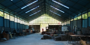 The main hall of the Destination Green WPC Factory in Bantul, Yogyakarta.